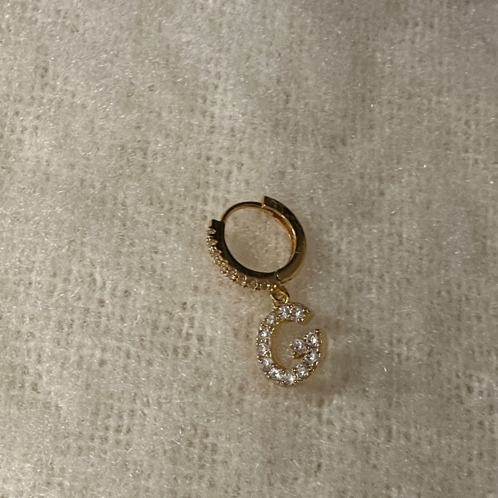 Elegant Gold Initial Charm Hoop Earring
